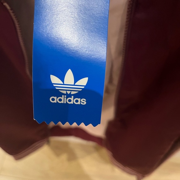 ADIDAS Satin zip down Bomber Jacket Burgundy/ Pink - Picture 3 of 7